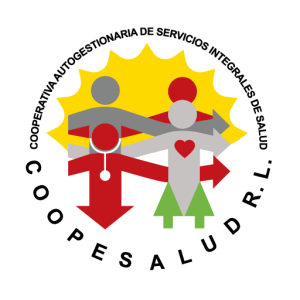 Logotipo de Coopesalud con la inscripción cooperativa autogestionaria de servicios integrales de salud.