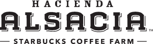 Logo que indica hacienda Alsacia Starbucks Coffee farm